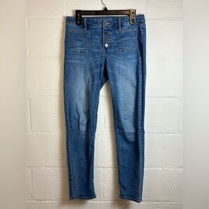 White House Black Market Woman’s Denim Slim Button Fly Casual Blue Jeans Size 6